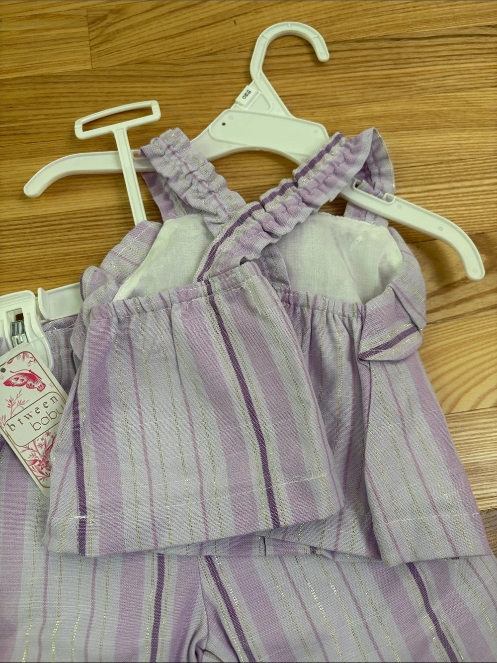 NWT btween baby Toddler Girls Lavender Stripe Summer Pants Ruffle Top Set Sz 18m - Picture 6 of 11